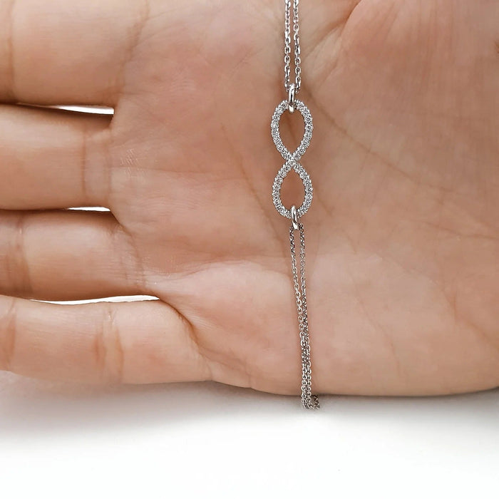 Pave Infinity Double Chain Moissanite Bracelet image 2