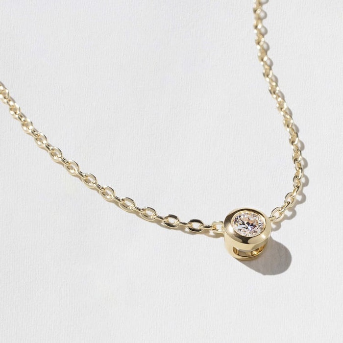 Petite Round Bezel Solitaire Moissanite Pendant Necklace image 2