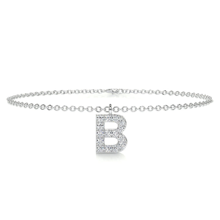 Pave Initial Letter Charm Moissanite Bracelet image 1