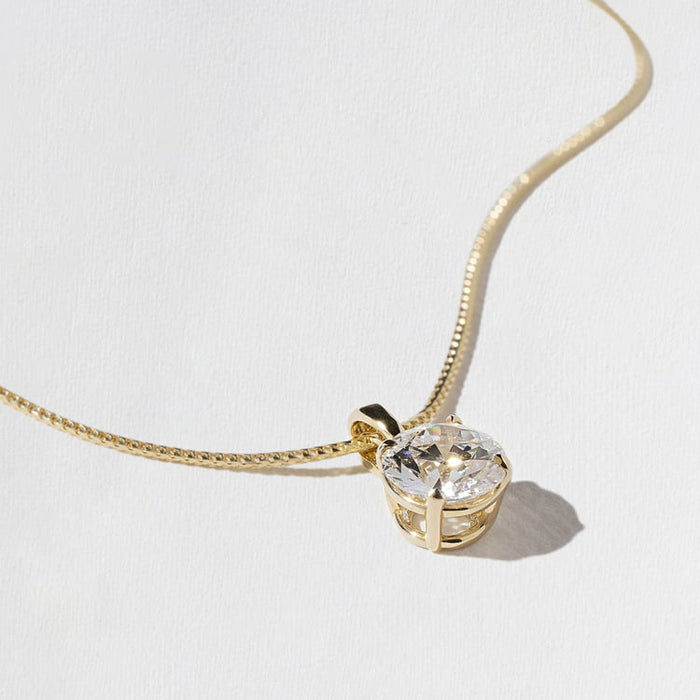 Round Solitaire Moissanite Pendant Necklace image 2