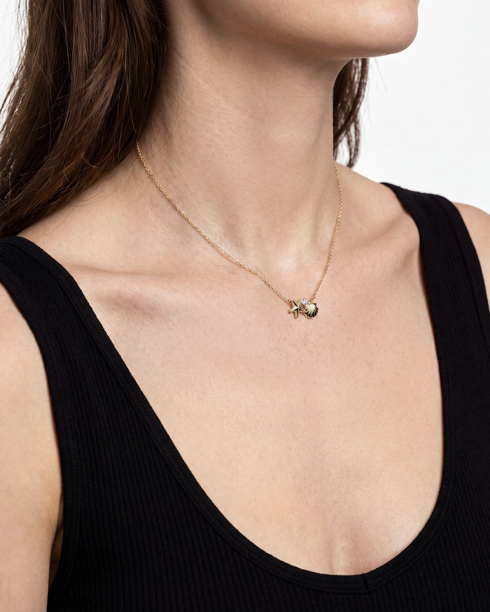 Starfish And Shell Moissanite Pendant Necklace image 2