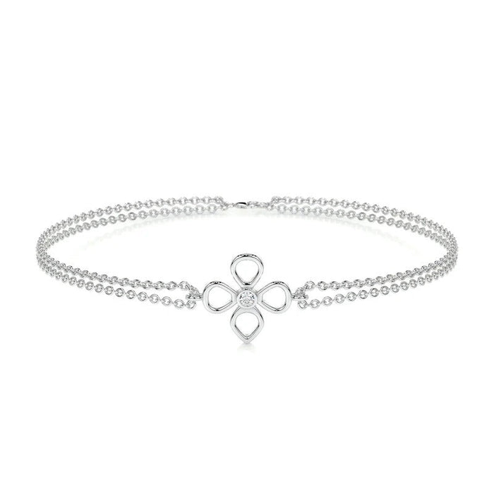 Open Clover Double Chain Moissanite Bracelet image 1