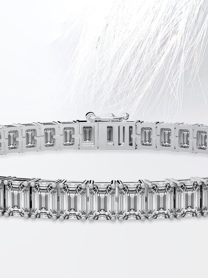Emerald Cut Tight Set Moissanite Tennis Bracelet image 2