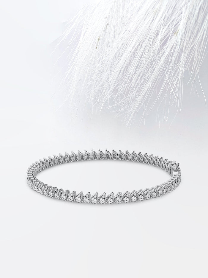 Pear Cut V Prong Moissanite Tennis Bracelet image 1