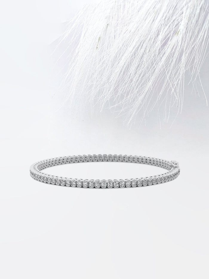 Half Bezel Round Moissanite Tennis Bracelet image 1