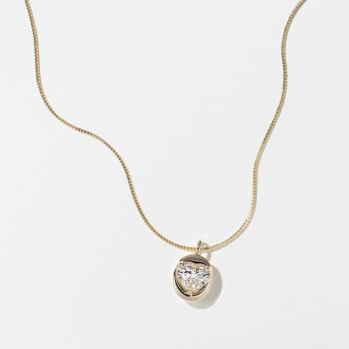 Heart Bezel Solitaire Moissanite Pendant Necklace image 1
