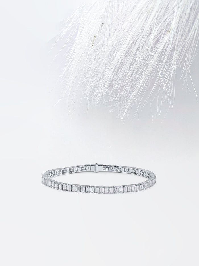 Emerald Cut Narrow Set Moissanite Tennis Bracelet image 1
