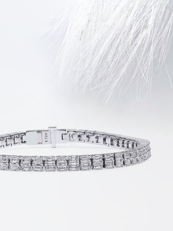 Two Row Emerald Cut Moissanite Tennis Bracelet image 2