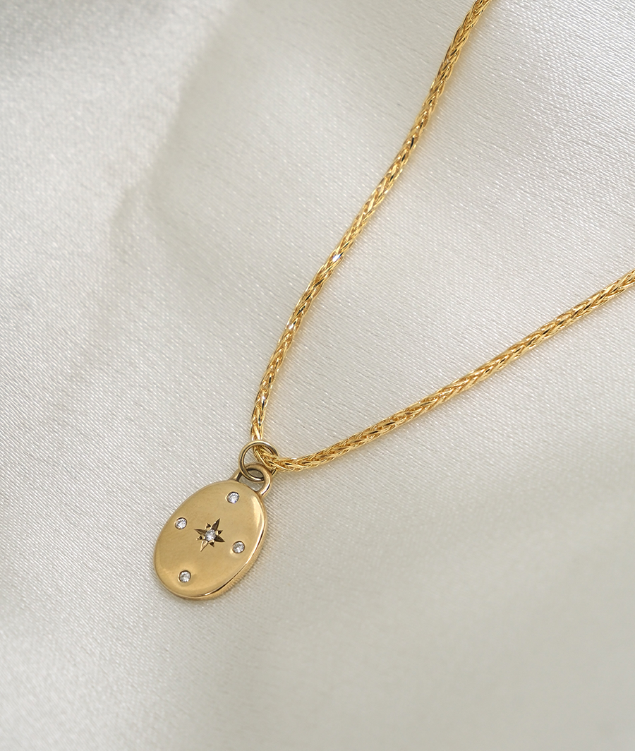 Starburst Oval Disc Moissanite Pendant Necklace image 1