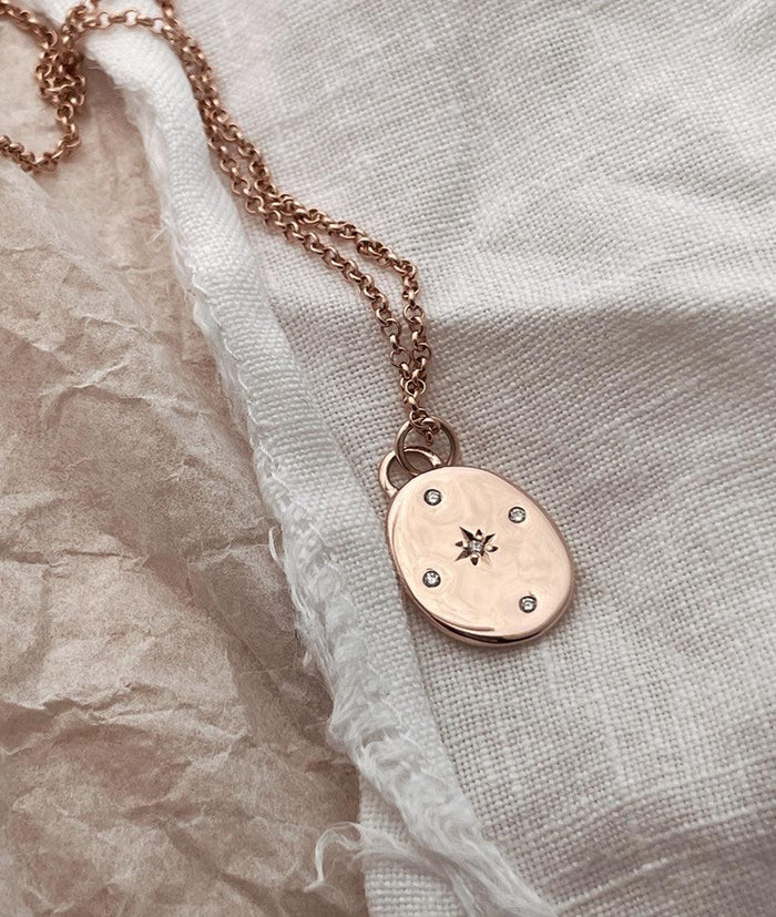 Starburst Oval Disc Moissanite Pendant Necklace image 2