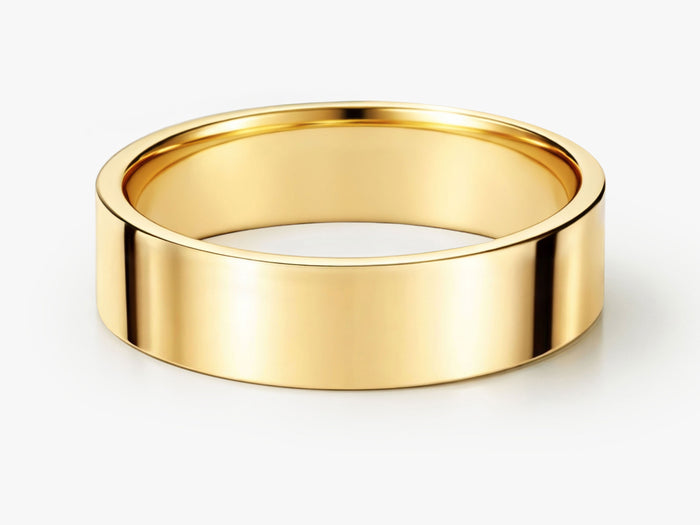 5mm classic flat wedding band in polished yellow gold