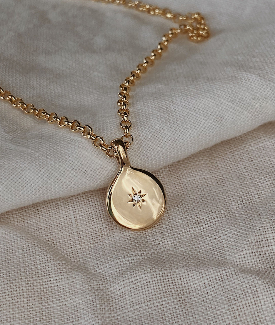 Starburst Teardrop Disc Moissanite Pendant Necklace image 1
