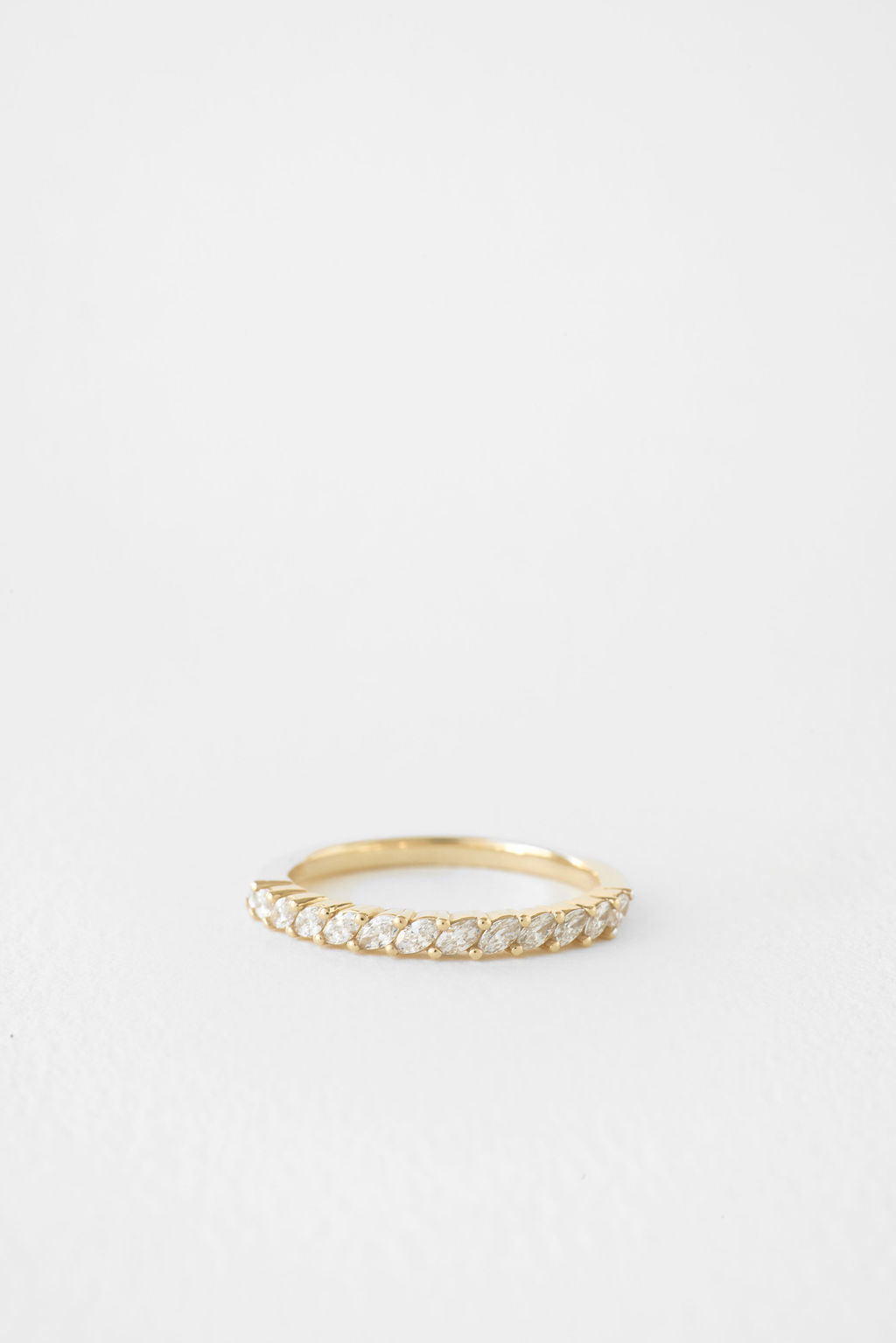 Marquise lab grown diamond half eternity wedding band