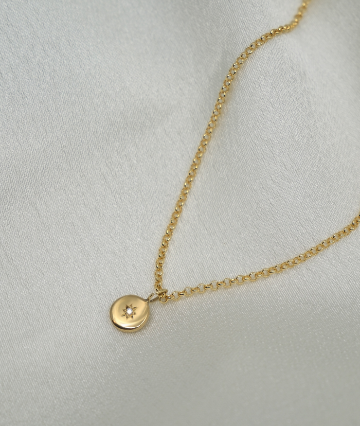 Starburst Round Disc Moissanite Pendant Necklace image 1