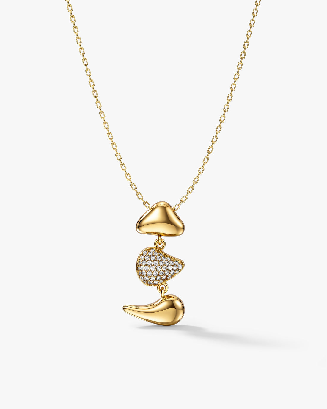 Stacked Organic Pebble Moissanite Pendant Necklace image 1