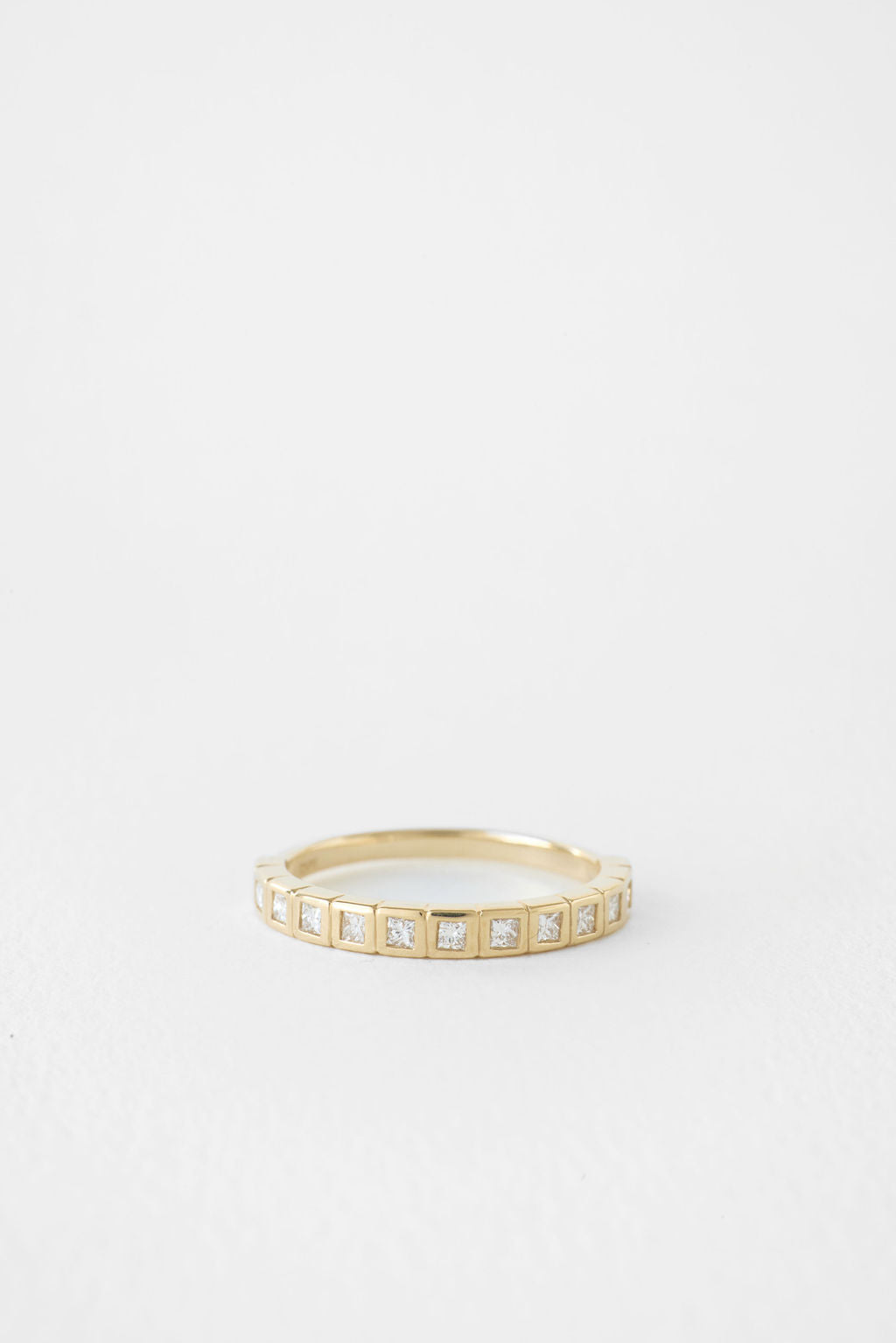 Princess cut bezel set lab grown diamond half eternity wedding band