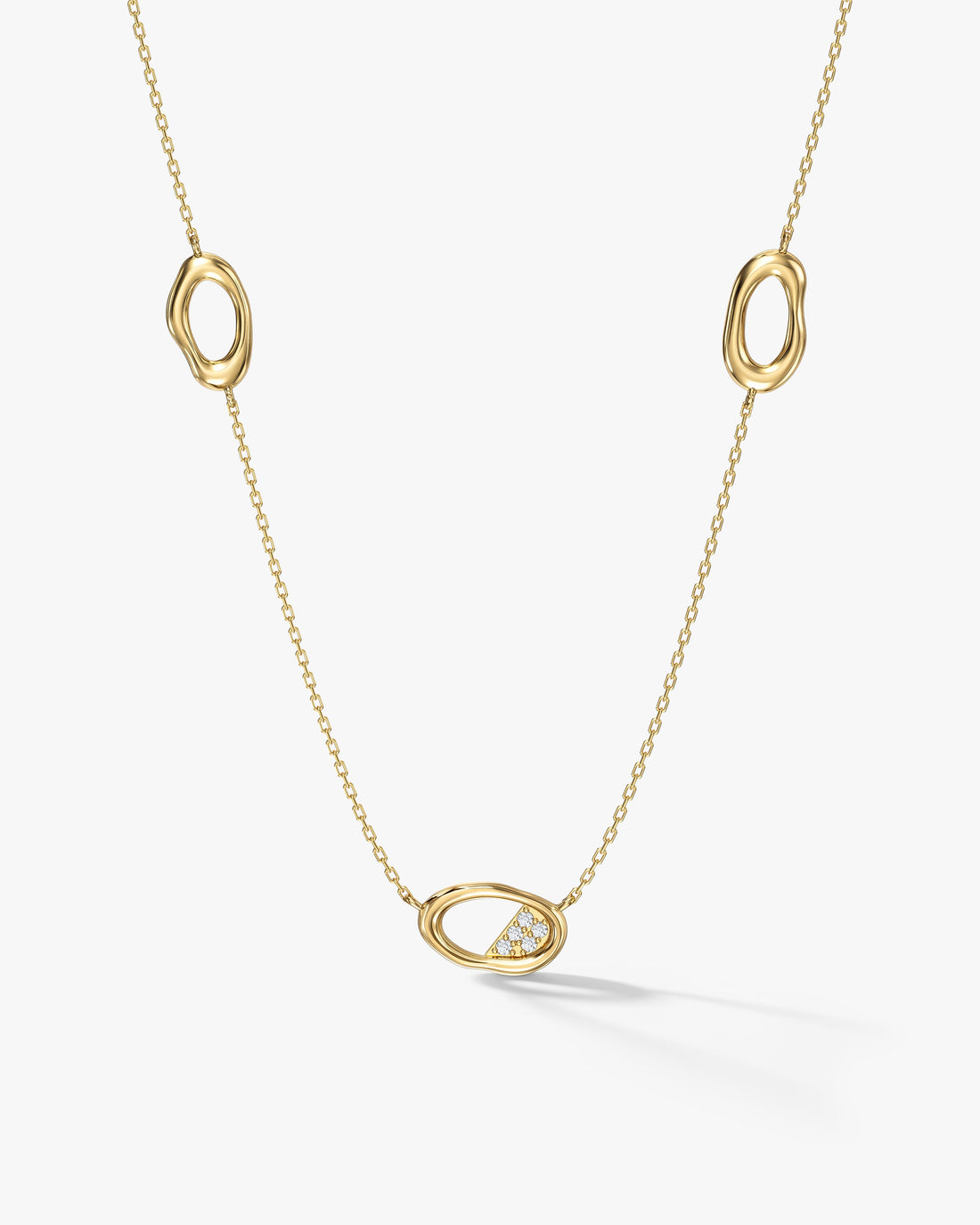 Fluid Oval Station Moissanite Pendant Necklace image 1