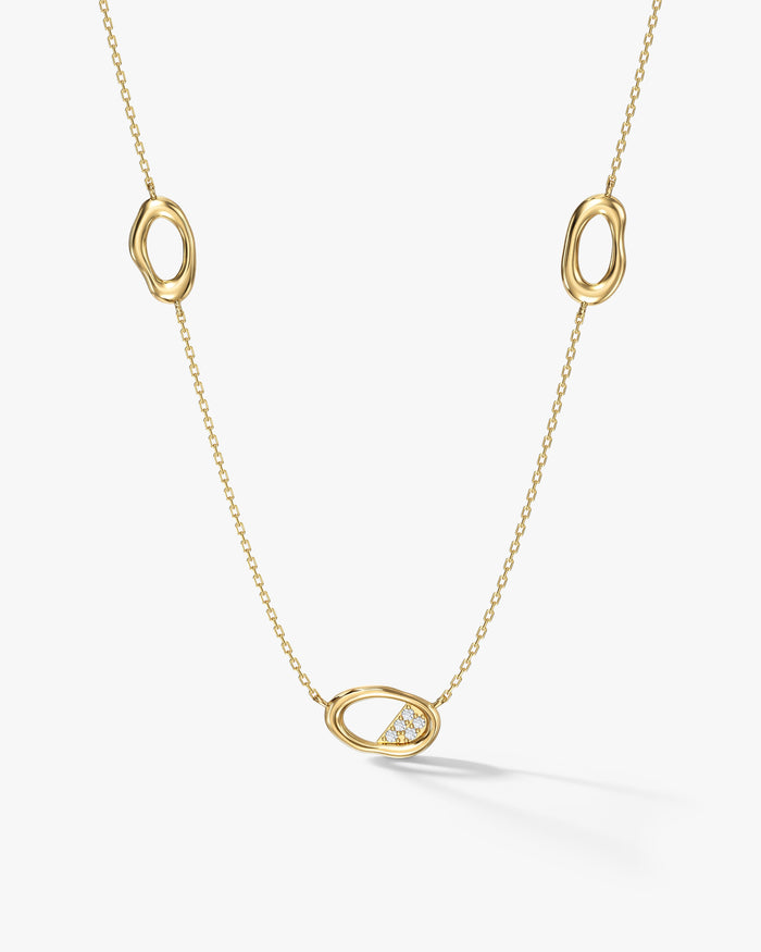 Fluid Oval Station Moissanite Pendant Necklace image 1