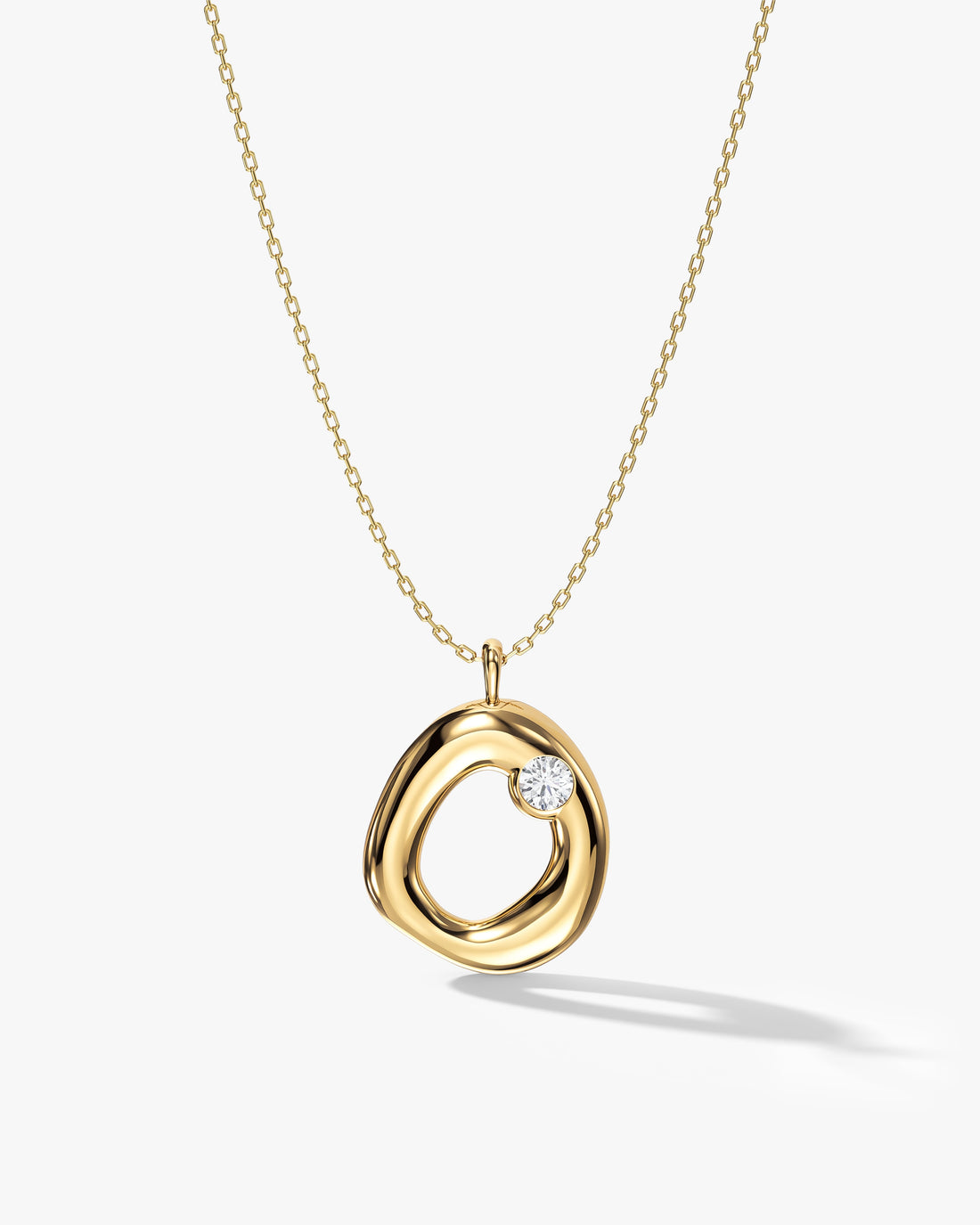 Round Puffed Organic Circle Moissanite Pendant Necklace image 1