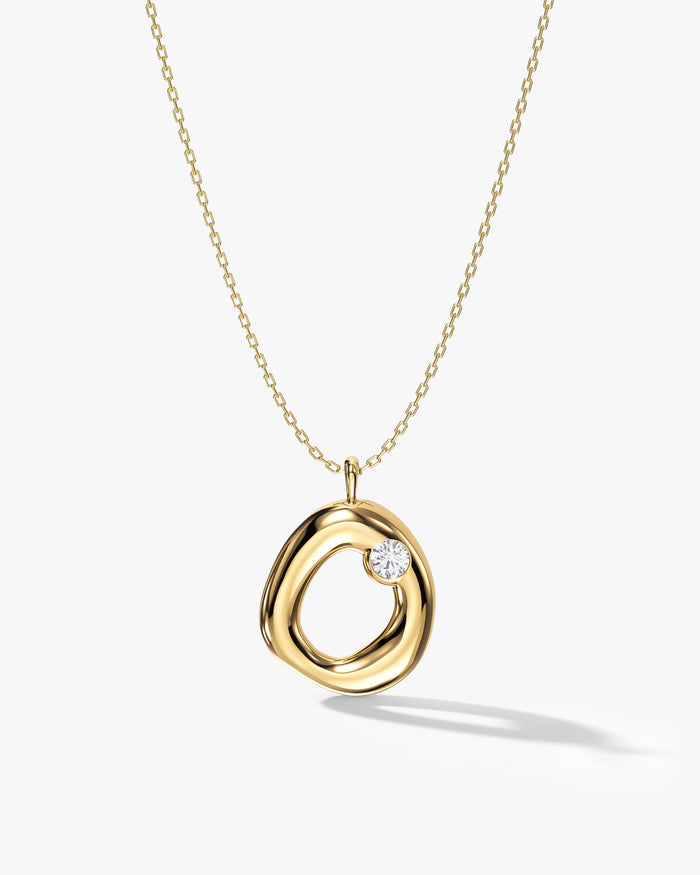 Round Puffed Organic Circle Moissanite Pendant Necklace image 1