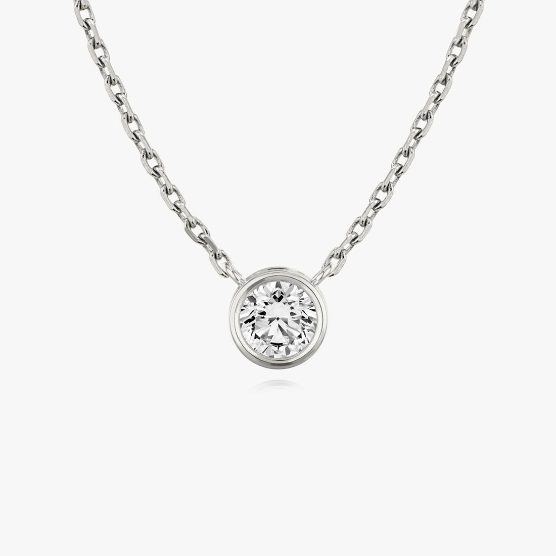 Round Bezel Solitaire Adjustable Chain Moissanite Pendant Necklace image 1