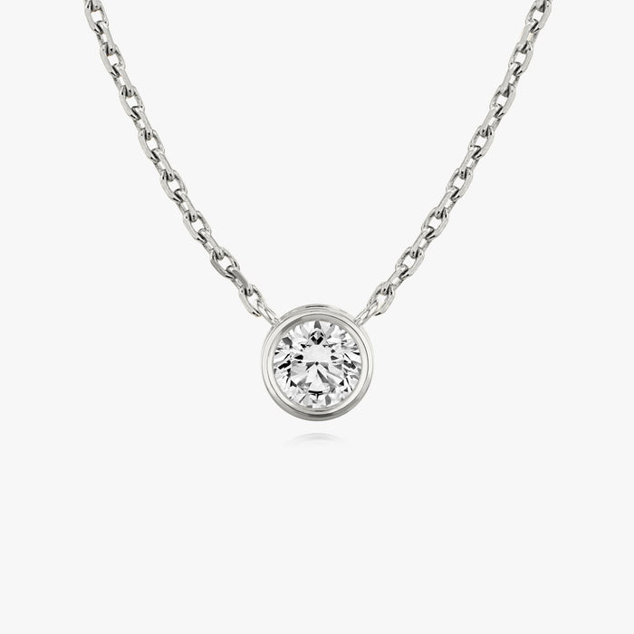 Round Bezel Solitaire Adjustable Chain Moissanite Pendant Necklace image 1