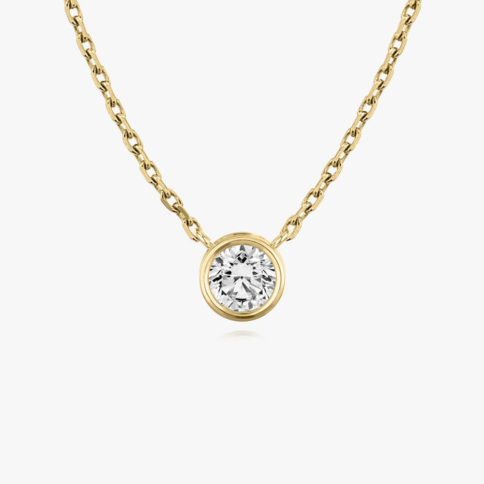Round Bezel Solitaire Adjustable Chain Moissanite Pendant Necklace image 2