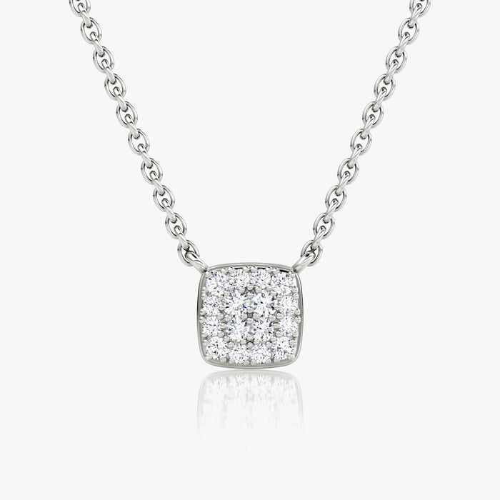 Pave Cushion Cluster Moissanite Pendant Necklace image 1