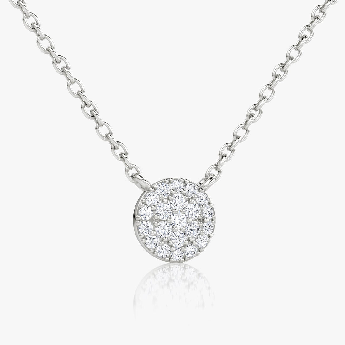 Pave Round Disc Cluster Moissanite Pendant Necklace image 1