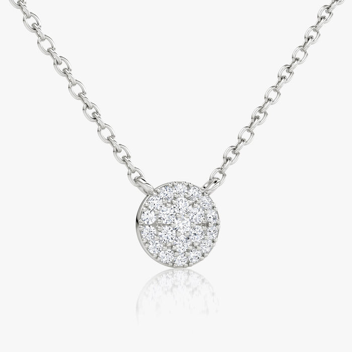 Pave Round Disc Cluster Moissanite Pendant Necklace image 1