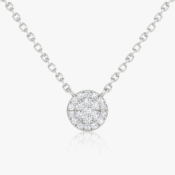Pave Round Disc Cluster Moissanite Pendant Necklace image 2