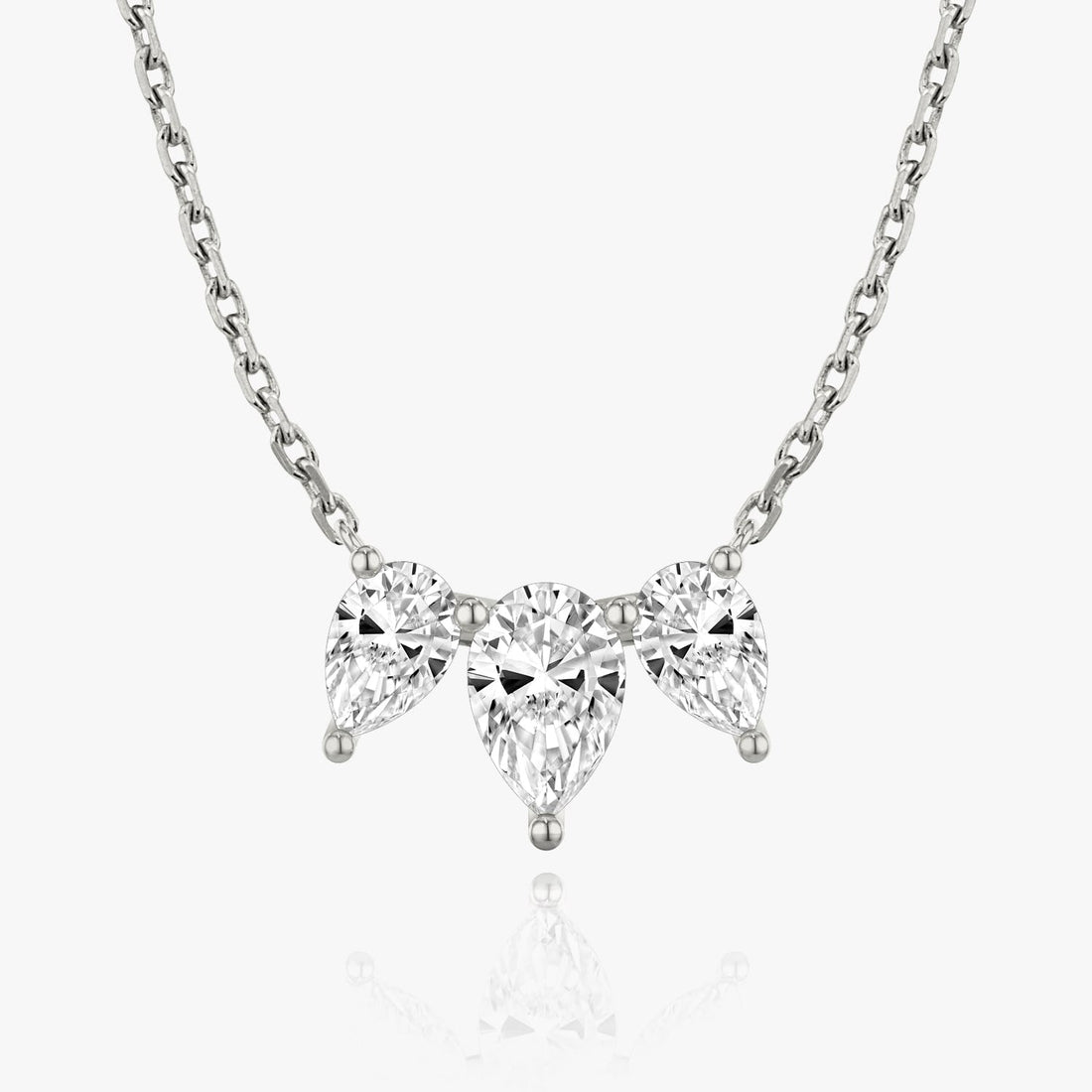 2 Carat Three Stone Pear Fan Bar Moissanite Pendant Necklace image 1