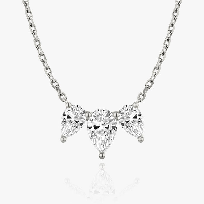 2 Carat Three Stone Pear Fan Bar Moissanite Pendant Necklace image 1