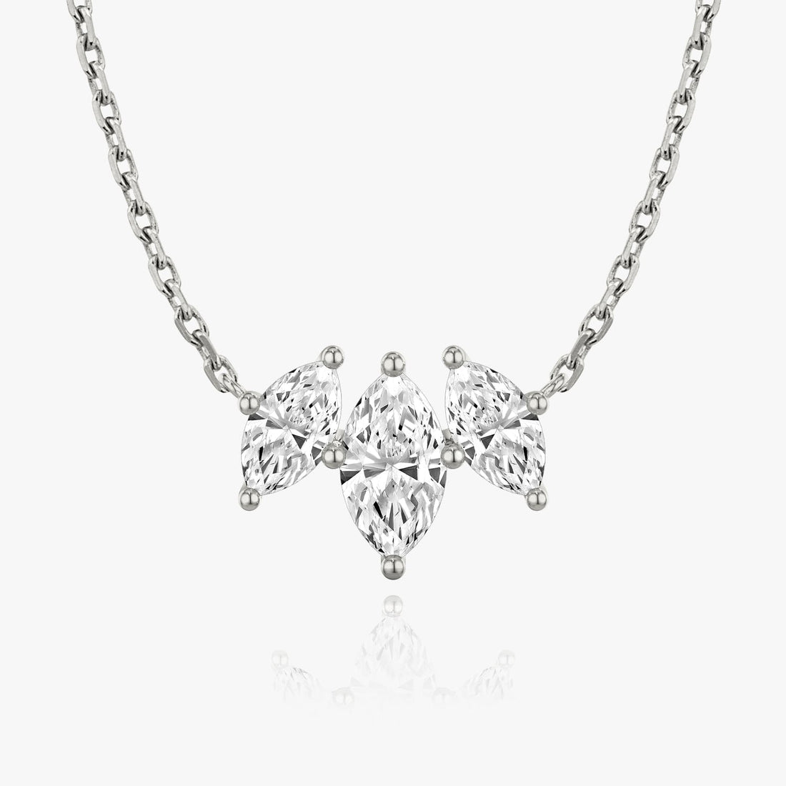 2 Carat Three Stone Marquise Crown Bar Moissanite Pendant Necklace image 1