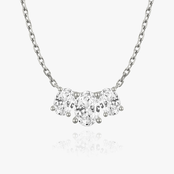 2 Carat Three Stone Oval Bar Moissanite Pendant Necklace image 1
