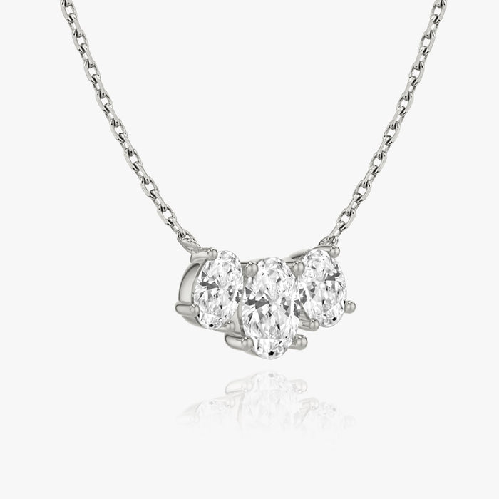 2 Carat Three Stone Oval Bar Moissanite Pendant Necklace image 2