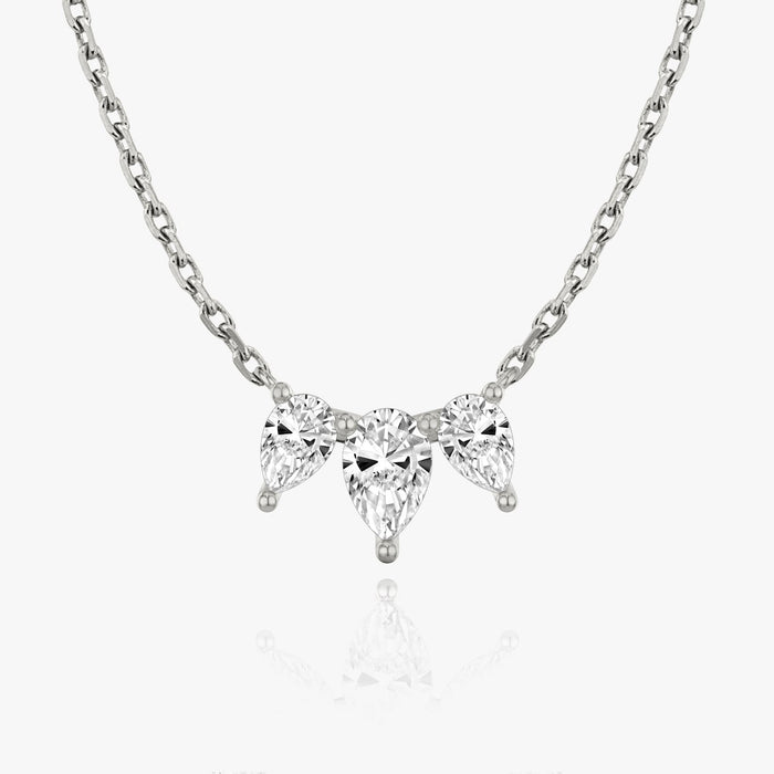 1 Carat Three Stone Pear Bar Moissanite Pendant Necklace image 1
