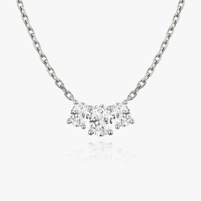 1 Carat Three Stone Oval Bar Moissanite Pendant Necklace image 1