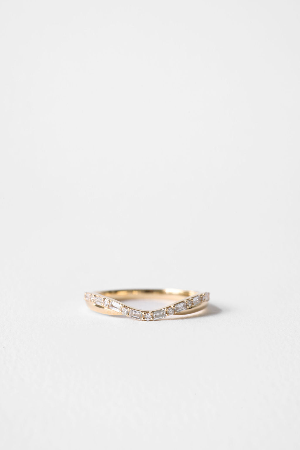 Baguette Lab Grown Diamond Curved Wedding Band, view 1