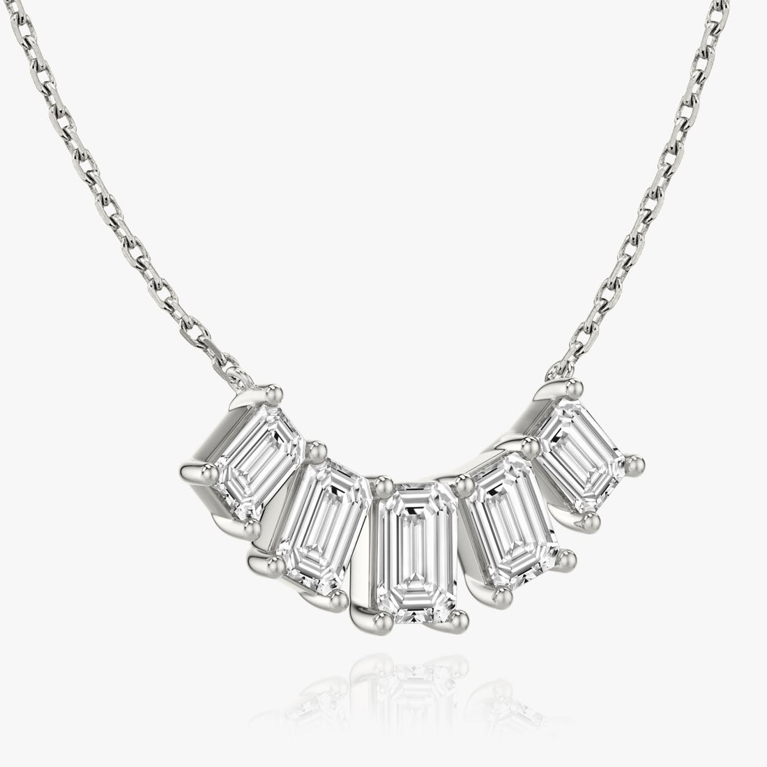 3.5 Carat Five Stone Emerald Cut Bar Moissanite Pendant Necklace image 1