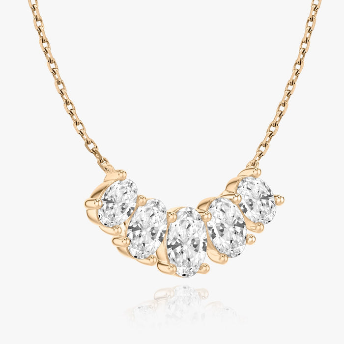 3.5 Carat Five Stone Oval Bar Moissanite Pendant Necklace image 2
