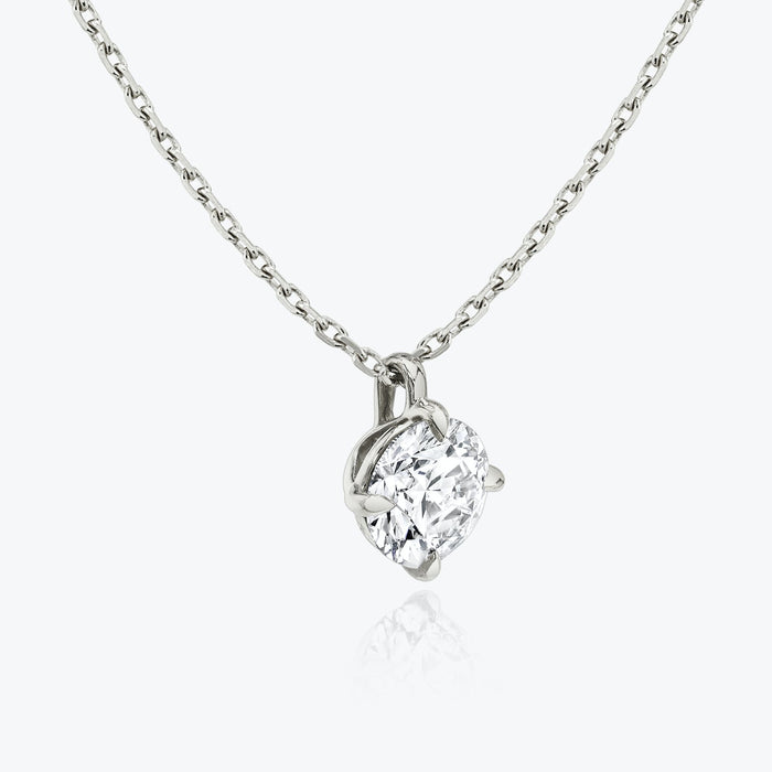 Round Four Prong Solitaire Cable Chain Moissanite Pendant Necklace image 2