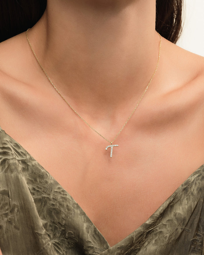 Cursive Initial Letter Moissanite Pendant Necklace image 2