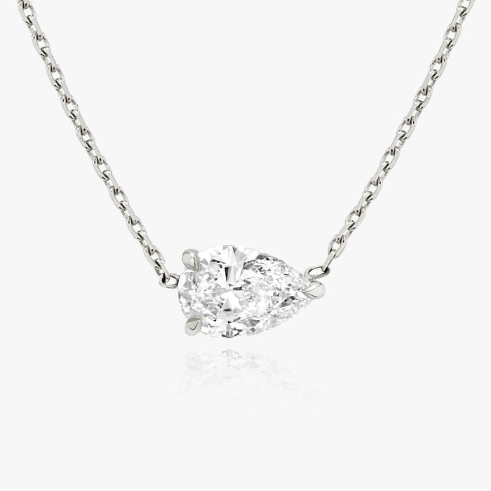East West Pear Solitaire Moissanite Pendant Necklace image 1