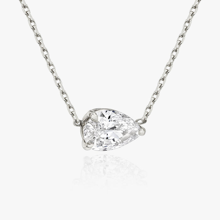 East West Pear Solitaire Moissanite Pendant Necklace image 2