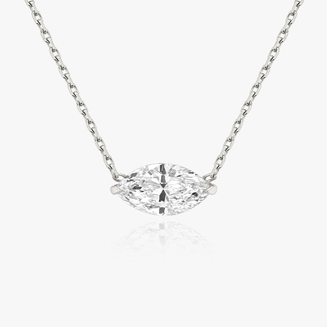 East West Marquise Solitaire Moissanite Pendant Necklace image 1