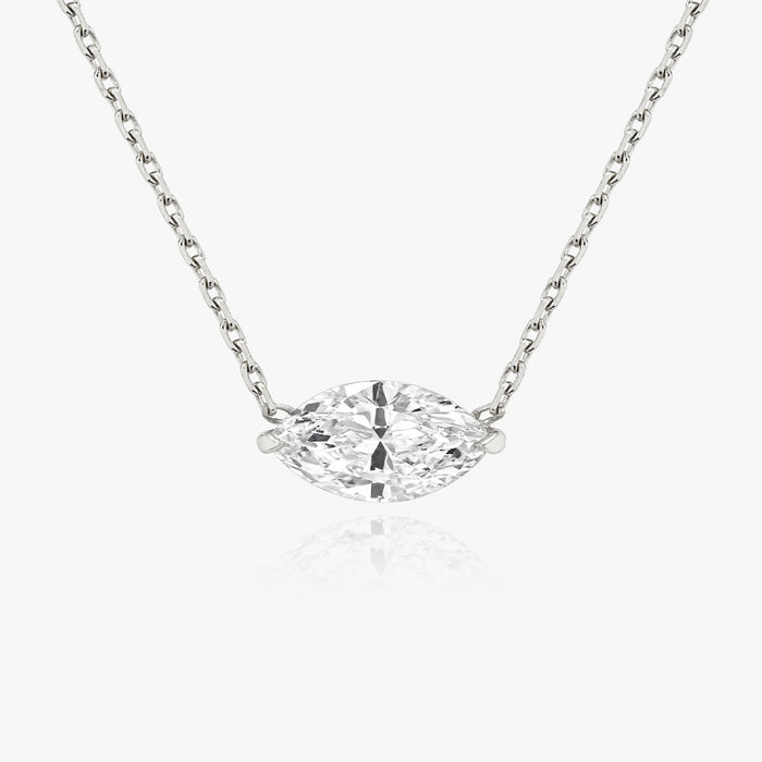 East West Marquise Solitaire Moissanite Pendant Necklace image 1