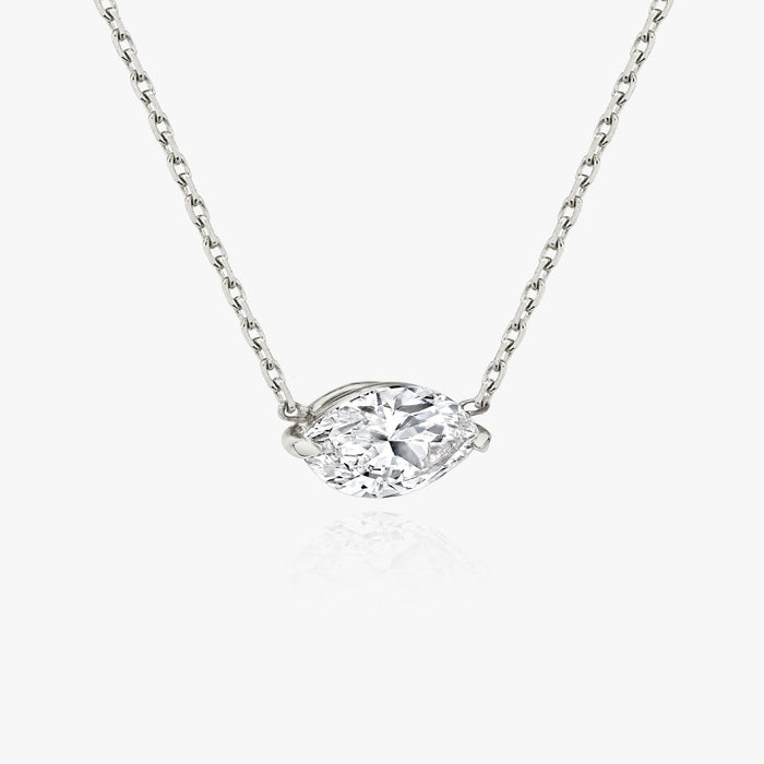 East West Marquise Solitaire Moissanite Pendant Necklace image 2