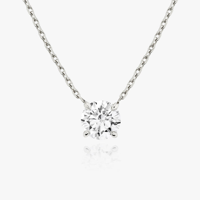 Round Four Prong Solitaire Adjustable Chain Moissanite Pendant Necklace image 1