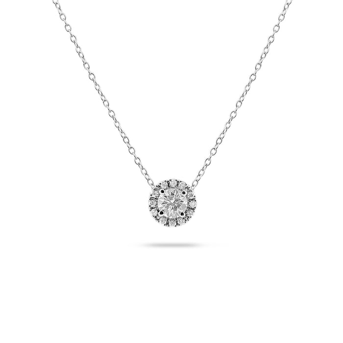 Round Halo Solitaire Moissanite Pendant Necklace image 1